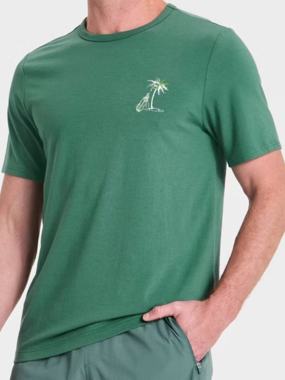 Men's Cotton Graphic T-Shirt - Pine Green, XL